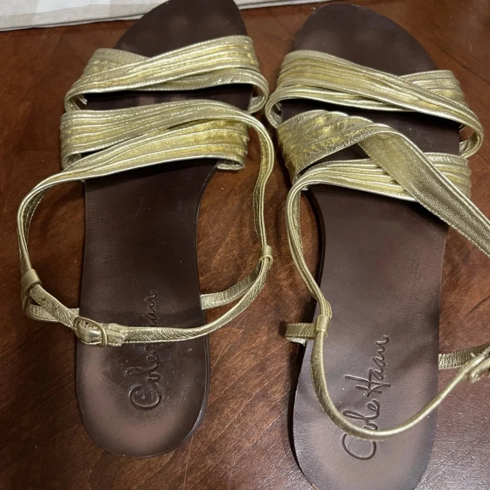 Cole Haan Sandals Metallic Gold - Picture 6 of 9